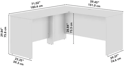 Vista 3 de Bush Business Furniture Studio - Escritorio en forma de L de 6 pulgadas de ancho x 3D con retorno de 42 W en olmo natural, estación de trabajo L