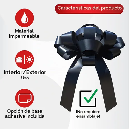 Vista 6 de CarBowz gran moño para auto, moño gigante de 30 pulgadas, imán sin rayones, de vinilo resistente al clima completamente ensamblado (negro)