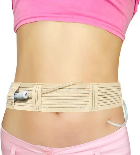 Vista 9 de Hola Health Cinturón PD transpirable, suministros de catéter de diálisis peritoneal, accesorios de soporte abdominal, bandas ajustables para el Beige