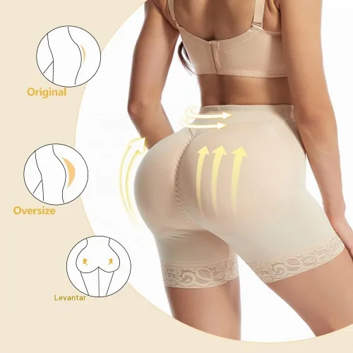 Vista 3 de Women Bigger Butt Enhancer Butt Lifter Padded Lace Shapewear Control Panties Seamless Thicker Fake Buttock Underwear Beige