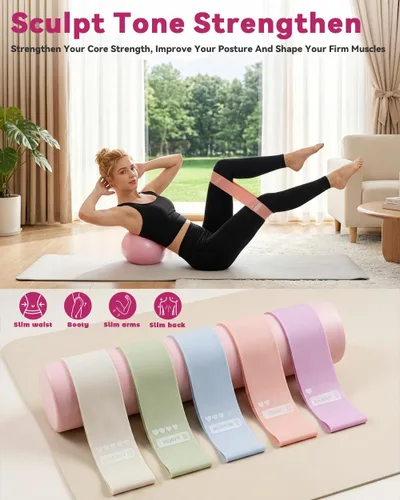Vista 4 de Kit de pilates para el hogar, 24 piezas, círculos de 14 pulgadas
