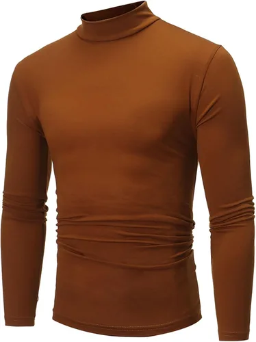 Vista 6 de Shirts for Men Slim Fit Long Sleeve Solid Underwear Shirt Causal Fashion High-Neck Fall Winter Loose Pullover Top