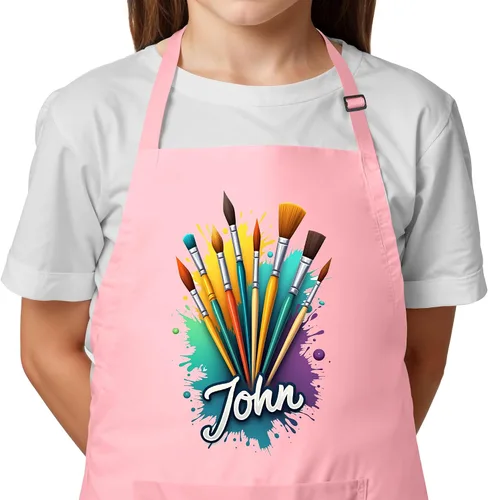 Vista 8 de Delantal para niños con nombre personalizado, ideal para pintar y manualidades, regalo de Navidad unisex para niños y niñas, relleno perfecto