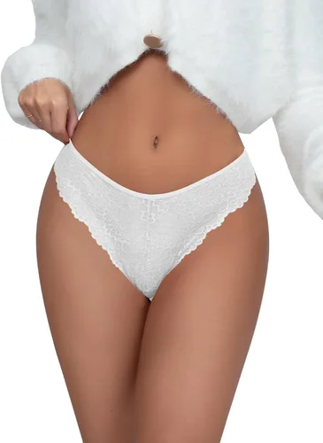 Vista 2 de SHARICCA Bragas sexy de malla con volantes para mujer, ropa