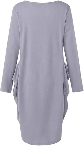 Vista 2 de JiaMa Let it be - Vestido tipo túnica, holgado, de manga larga, con bolsillos
