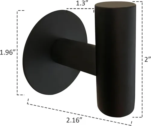 Vista 4 de Ganchos de pared adhesivos negros mate, paquete de 2 unidades, ganchos adhesivos resistentes para toallas de baño, puerta de cocina, gancho