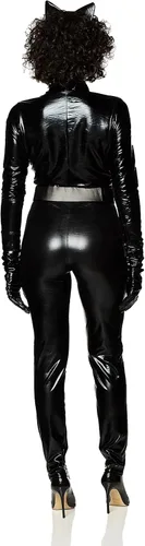 Vista 4 de Forplay Disfraces Fierce Feline Ears Mas Mono con Cinturón Guantes, Negro