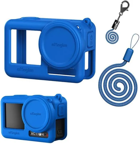 Vista 10 de Coyktonty Funda de silicona para DJI Action 4/Action 3, accesorios de funda protectora para OSMO Action 4 3, funda de silicona/correa a prueba