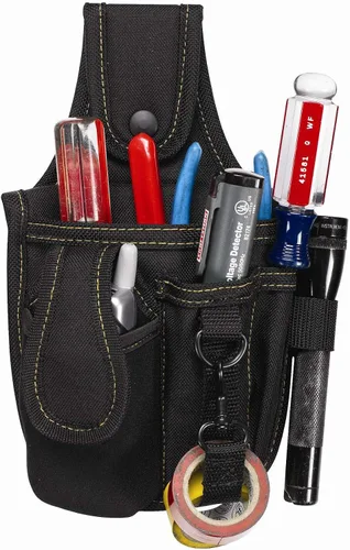 Vista 4 de CLC Custom Leathercraft 1501 - Soporte para herramientas de polietileno y teléfono celular, 4 bolsillos, multicolor, mediano