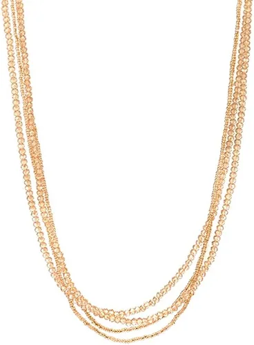 Vista 2 de COOLSTEELANDBEYOND Collar largo de múltiples hebras para mujer, elegantes cadenas de cascada en capas, colgante de cuentas de cristal