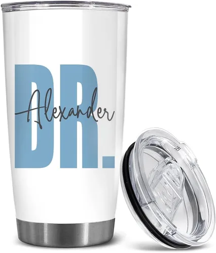 Vista 13 de BECHUSKY Regalo de graduación de doctorado personalizado, taza de doctorado con nombre personalizado, vaso de doctorado para hombres y mujeres