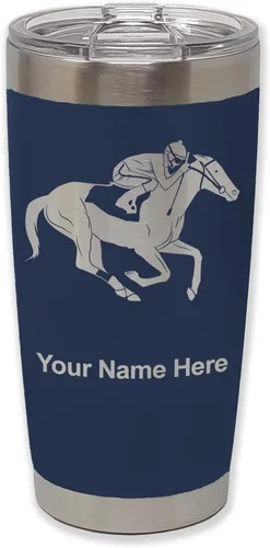 Vista 39 de LaserGram Vaso aislado al vacío de 20 onzas, carreras de caballos, grabado personalizado incluido (negro)