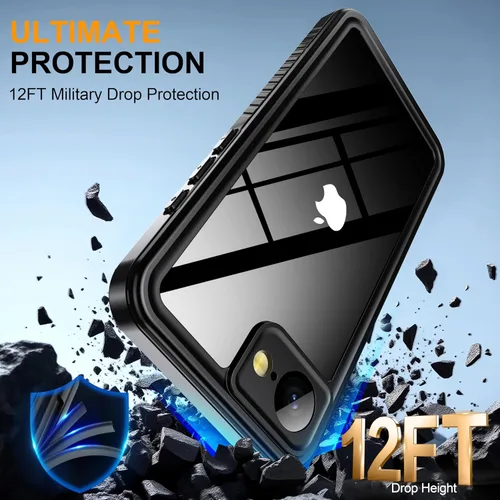 Vista 3 de ANTSHARE Funda impermeable IP68 para iPhone 17E/16E, negro/transparente Negro-impermeable