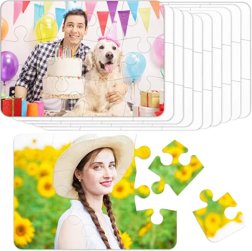 Vista 4 de Sumind 1 juego de rompecabezas de sublimación en blanco rectangular para hacer tu propio corazón blanco en forma de corazón, rompecabezas