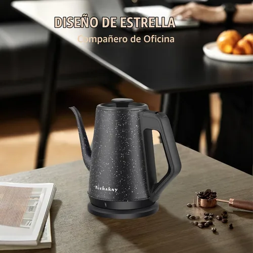 Vista 4 de Hervidor eléctrico de cuello de cisne 1L, 1000 W, acero inoxidable Negro clásico