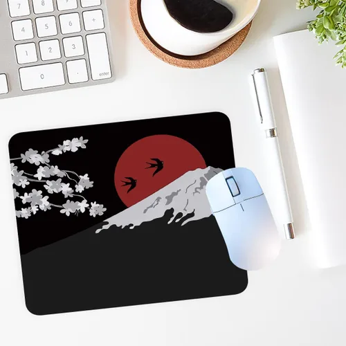 Vista 4 de 1 unids Monte Fuji con flores de cerezo antideslizante alfombrilla de ratón de goma para juegos, oficina, trabajo, deportes electrónicos, teclado