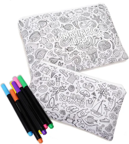 Vista 2 de VHALE Paquete de 2 fundas para lápices para colorear y bolígrafos, bolsa de papelería con cremallera, artes y manualidades para el aula, juguetes