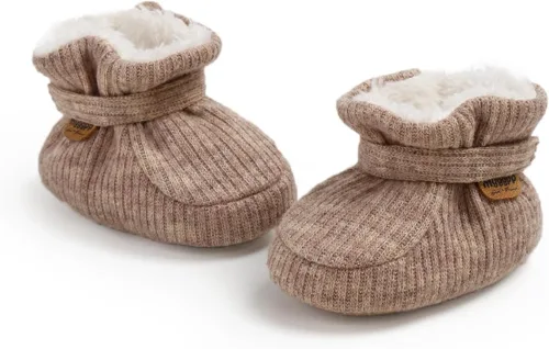 Vista 103 de Botines de forro polar para bebés, niños y niñas, pantuflas antideslizantes con agarre suave, zapatos de calcetín para recién nacidos, cuna
