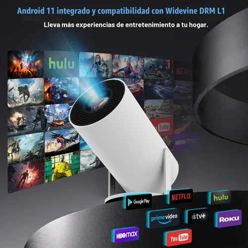 Vista 2 de Mini proyector, proyector portátil 1080P 4K, proyector inteligente con corrección trapezoidal automática, Wifi6 y Bluetooth, proyector de película