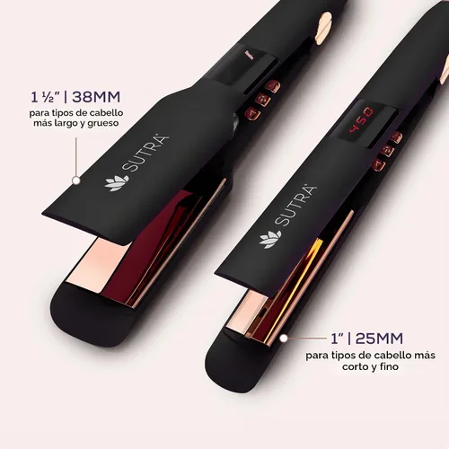 Vista 3 de Sutra Plancha plana profesional IR2 – Plancha de pelo infrarroja iónica con temperatura ajustable, apagado automático y cable giratorio – Plancha
