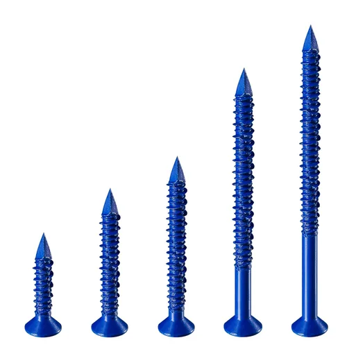 Vista 5 de Wensilon 49 piezas) Kit de ancla de tornillo para hormigón de 1/4" con cabeza plana azul para anclar a mampostería, bloque o ladrillo estuco