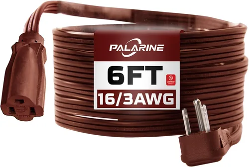 Vista 17 de Cable de extensión de enchufe plano negro de 3 pies, cable de alimentación resistente calibre 16
