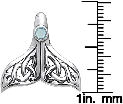 Vista 3 de Collar con colgante de nudo celta de cola de ballena de plata de ley, 18 pulgadas, topacio azul, Plata esterlina, Topacio