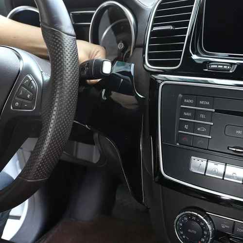 Vista 4 de YIWANG Cubierta de panel de decoración de consola central, 3 piezas para Mercedes Benz GLS GLE GL ML 2013-2019 Accesorios para automóvil con volante