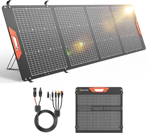 Vista 13 de SOLUPUP Paneles Solares, Cargador Solar Pequeño de 10W con USB-A de 5V y USB-C de Carga Rápida IPX5 Impermeable Plegable Panel Solar Portátil