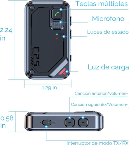 Vista 9 de Adaptador Bluetooth de avión para auriculares AirPods, transmisor Bluetooth para TV/PC/gimnasio, receptor de audio de 3.5mm para estéreo