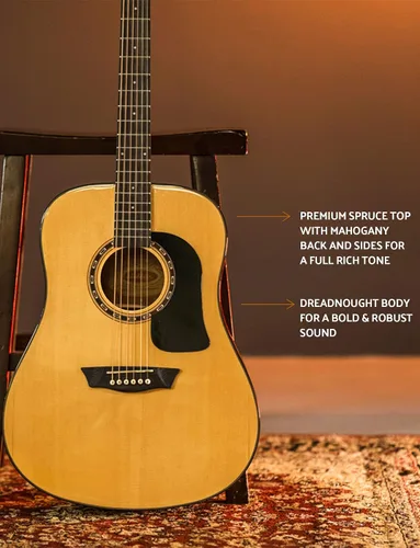 Vista 4 de Washburn Aprendiz D5 con funda, guitarra acústica