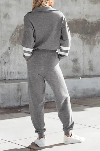 Vista 128 de PRETTYGARDEN Conjunto de suéter de 2 piezas para mujer, sudadera con cremallera, pantalones deportivos, ropa casual