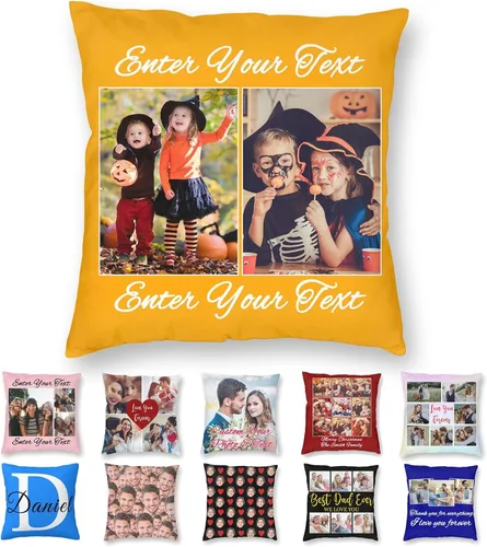 Vista 17 de Funda de almohada personalizada con texto de imagen, funda de almohada con foto personalizada, diseño personalizado para mamá, papá, amigos