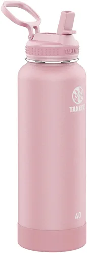 Vista 21 de Takeya Actives - Botella de agua con tapa con popote, duradera y de fácil cuidado, con aislamiento de acero inoxidable, tapa sin BPA con asa