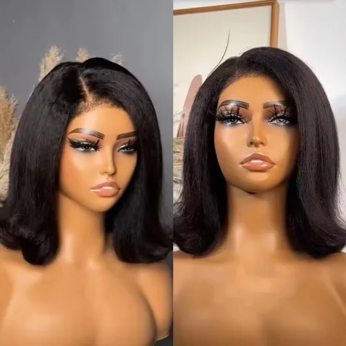 Vista 14 de Pelucas cortas de cabello humano rizado estilo Bob con reflejos, pelucas de encaje frontal HD de 13 x 4, pelucas de cabello brasileño con corte