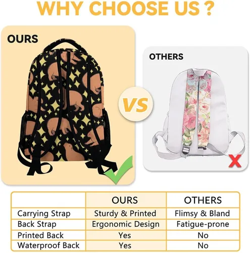 Vista 4 de Mochila para niñas, mochilas escolares para niños y niños, bonita bolsa de libros de animales de 17 pulgadas, bolsas para niñas para escuela