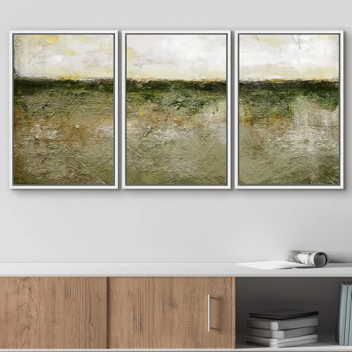 Vista 197 de wall26 Lienzo enmarcado para pared, juego de arte de acuarela pastel, paisaje rural, ilustraciones con formas abstractas, arte moderno, decorativo