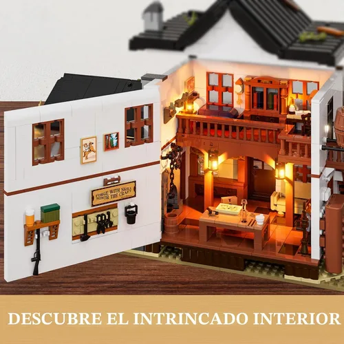 Vista 3 de Lumibricks Wild West Blacksmith Lighting - Juego de ladrillos de construcción, colección Western Forge House 2042 piezas para amantes del oeste