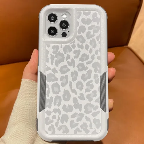 Vista 14 de Funda magnética para iPhone 17 Pro, compatible con Magsafe, lindo estampado de leopardo blanco guepardo, resistente, resistente, protección