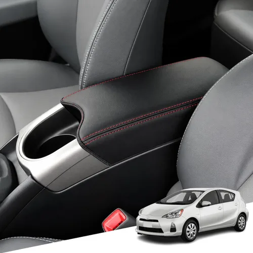 Vista 23 de Great-luck Funda de cuero para consola central, almohadilla para reposabrazos, accesorios de cubierta de caja (costuras rojas) para BMW X1 2023 2024