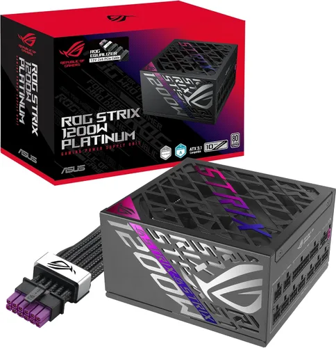 Vista 9 de ASUS ROG Strix 750 Fuente de alimentación ATX totalmente modular 80 Plus Gold 750W con ventilador Axial Tech de 0dB y garantía de 10 años