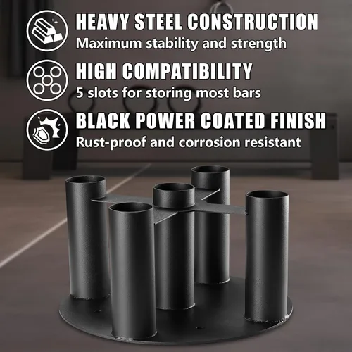 Vista 2 de [Usado] Soporte para barra de almacenamiento, soporte vertical resistente para el hogar y gimnasio comercial, se adapta a barras olímpicas de 2
