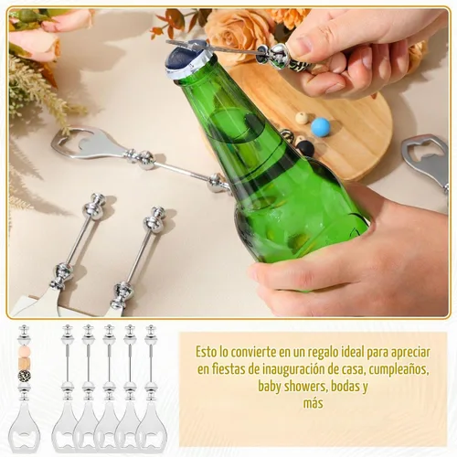 Vista 4 de FoldTier - Abridor de botellas reutilizable plateado, 6