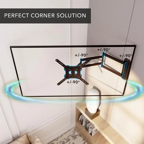 Vista 3 de Mount-It - Soporte de pared para TV de movimiento completo, brazo largo de 37.2 pulgadas de extensión Articulating Swivel Tilt, Steel, Single