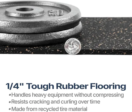 Vista 3 de Rollo de piso de goma resistente de 1/4" de espesor de Floor Inc Tapetes de piso de goma reciclada flexibles para gimnasio en casa Tapete