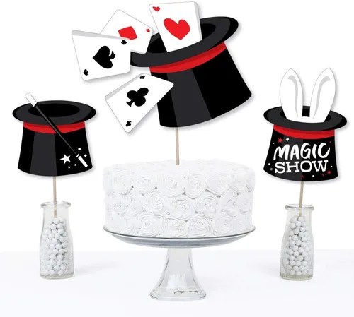 Vista 3 de Big Dot of Happiness Ta-Da, Magic Show - Palitos mágicos para centro de mesa de fiesta de cumpleaños, juego de 15