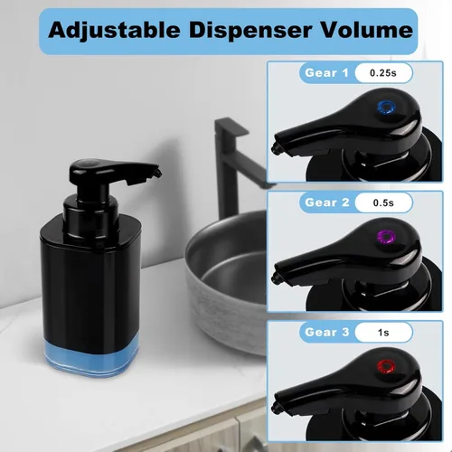 Vista 4 de AUMIO Dispensador automático de jabón líquido para manos, dispensador de jabón para encimera de baño sin contacto de 13.52 onzas, dispensador