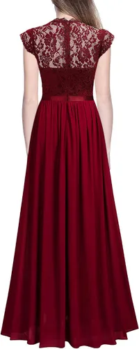 Vista 2 de Miusol - Maxi vestido floral con encaje para fiesta de noche y uso formal para mujer