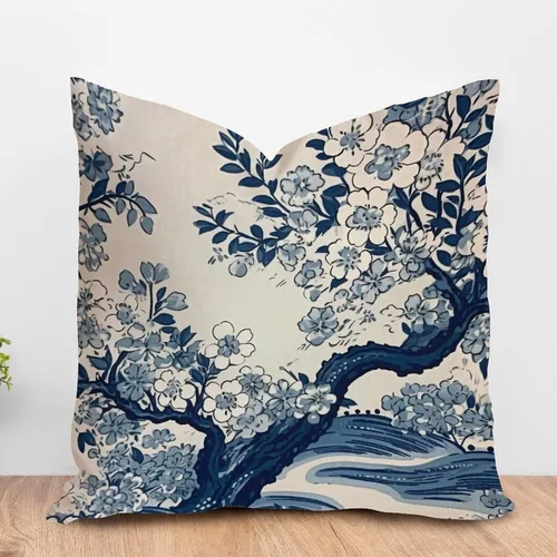 Vista 11 de ArogGeld Funda de cojín azul índigo floral y pájaro azul marino chinoiserie chinoiserie peonía cuadrada almohada tradicional china china europea