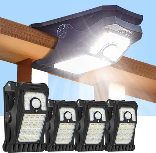Vista 9 de Luces solares con sensor de movimiento para exteriores, luces solares con clip para exteriores, impermeables, luces de seguridad alimentadas por
